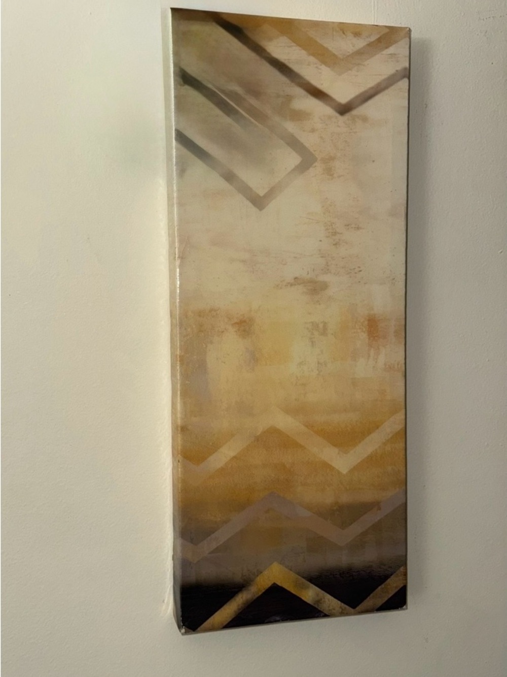 Golden Chevron Abstract Canvas Wall Art - Neutral Tones